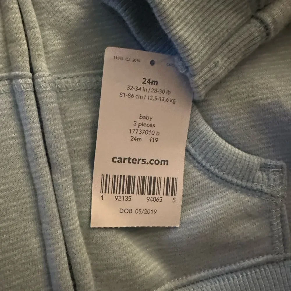 NWT Carter’s Zip Up Hoodie 24M